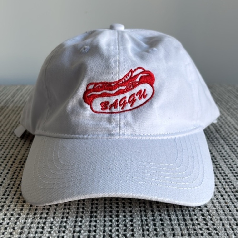 Baggu Chicago Hot Dog Embroidered White Baseball Hat Cap - Picture 6 of 6